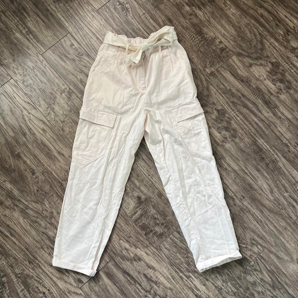 H&M white high waisted cargo trousers